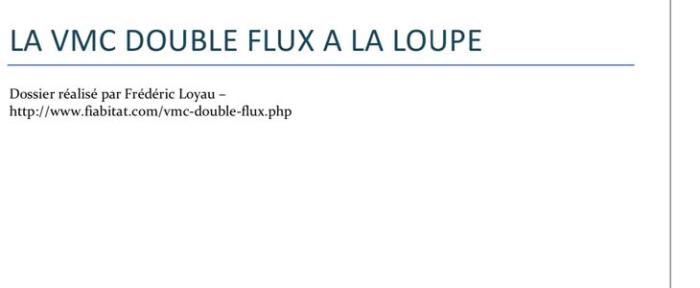 la VMC double flux à la loupe